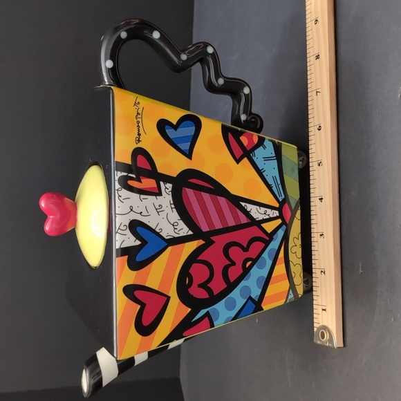 2009 Romero Britto It's a New Day Multi-colored Teapot, Signed By Artist. - Picture 11 of 12